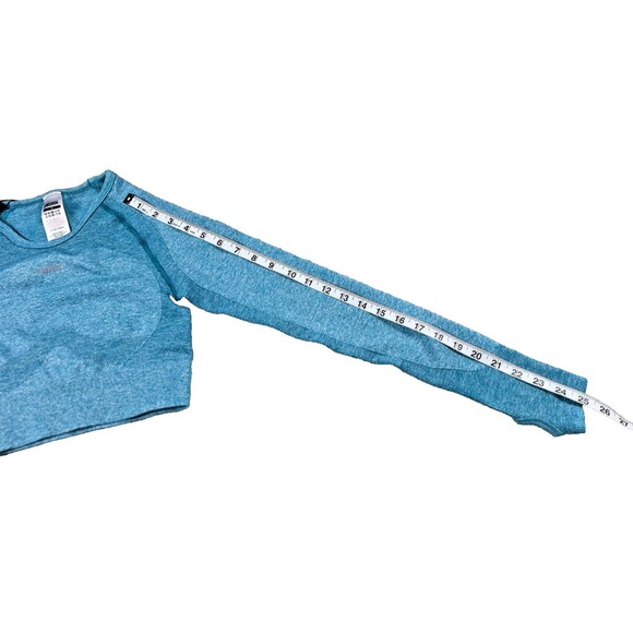 Gymshark Crop Top Women's Small Blue Seamless Long Sleeve Stretch Athletic - Picture 4 of 7